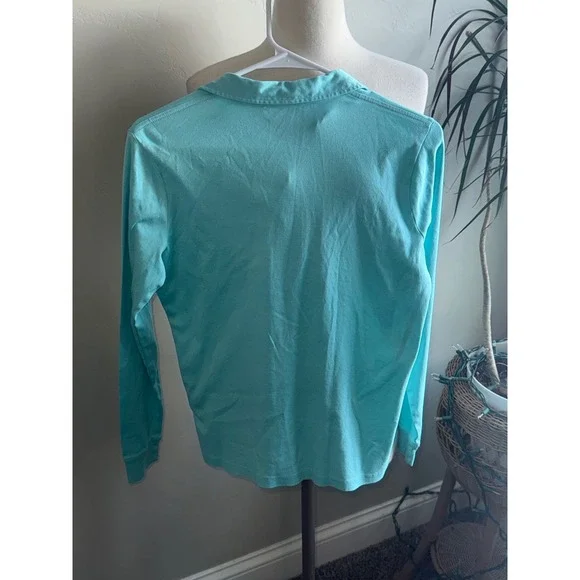 Ralph Lauren Golf Womens Long Sleeve Polo Shirt Aqua Blue Tailored Fit Size M - Picture 6 of 8